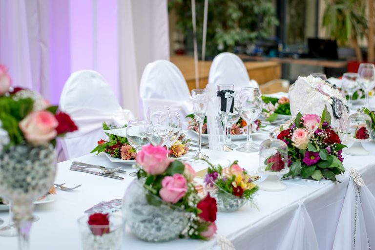 Table with flowers and decoration